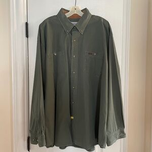 Carhartt Army Green Men’s Button Down Shirt Like New Long Sleeve XXL Big & Tall